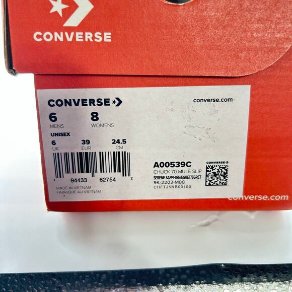 Converse‎ Mules Women 6 Men 8 Serene Sapphire Chuck Taylor 70 Mule Slip On NEW - Picture 11 of 12